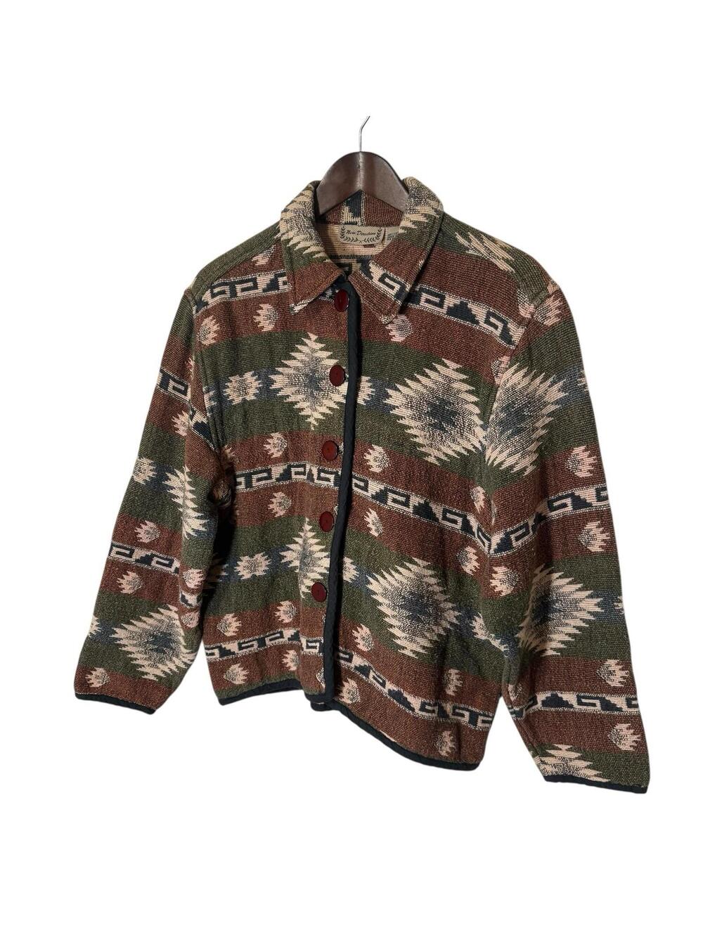 Vintage New Direction Utility Jacket Womens Large Geometric Print 100% Cotton